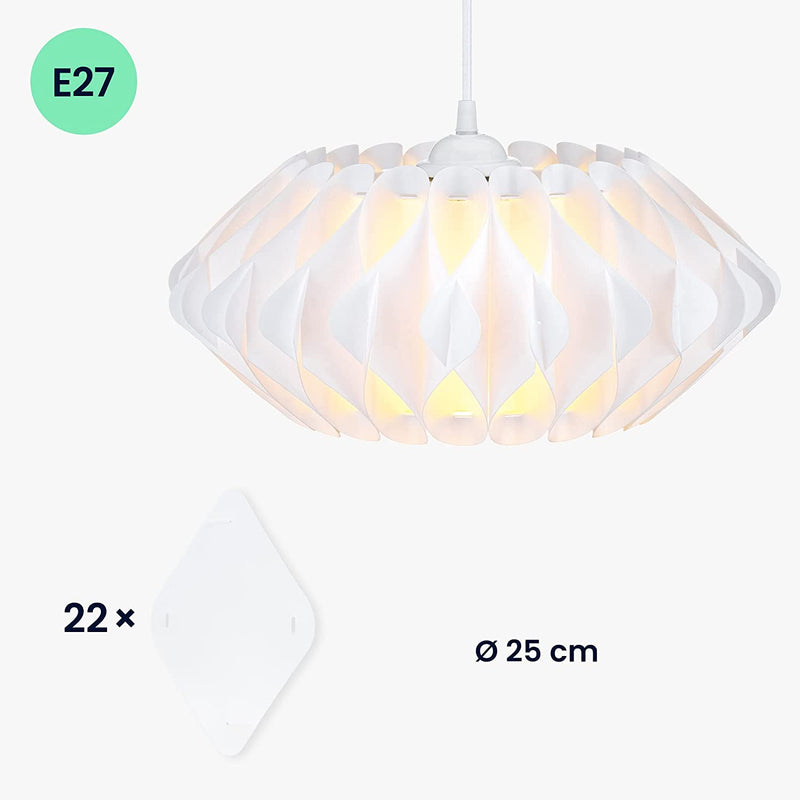 Kwmobile Puzzle Lampshade - 10" Diameter DIY Ceiling Light Lamp Shade with 22 Pieces - Flat Chandelier Design for Pendant Lights - Size M, White Home & Garden > Lighting > Lighting Fixtures > Chandeliers KW-Commerce   