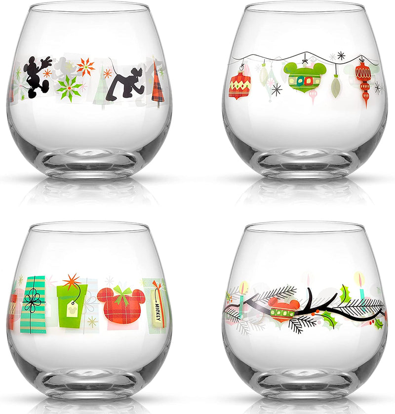 Joyjolt Spirits Stemless Wine Glasses for Red or White Wine (Set of 4)-15-Ounces