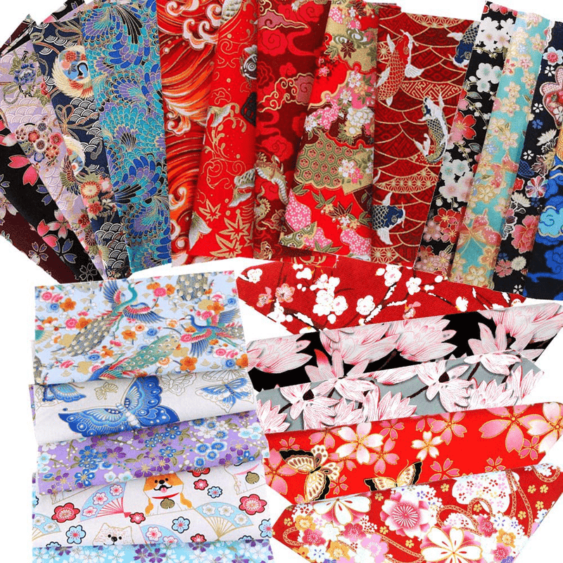 ACCOCO 30pcs 8" x 10"(20cm x 25cm) Cotton Craft Fabric Bundle Squares Patchwork,Japanese Style Cotton Wrapping Cloth Squares Quilting Fabric, Bundles of Fabric for DIY Patchwork Sewing Arts & Entertainment > Hobbies & Creative Arts > Arts & Crafts > Art & Crafting Materials > Textiles > Fabric ACCOCO Multicolored  