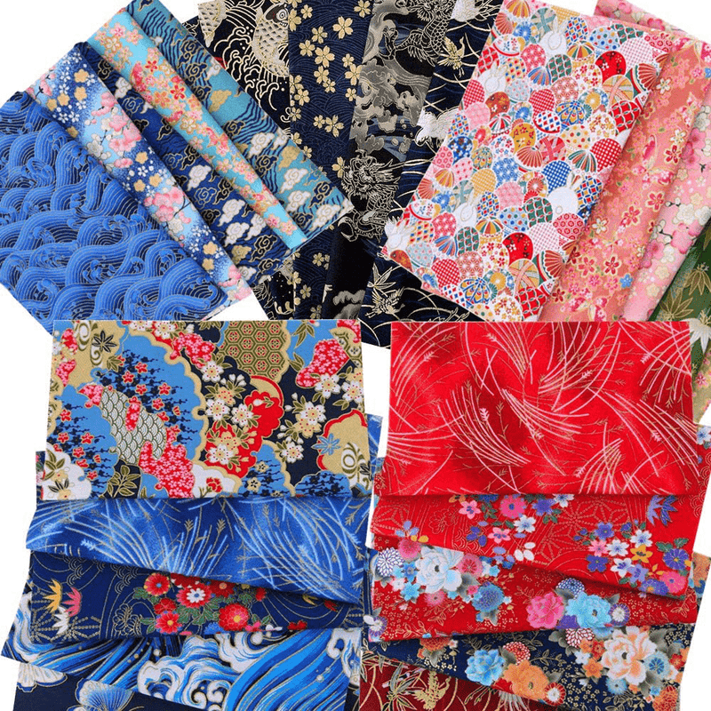ACCOCO 30pcs 8" x 10"(20cm x 25cm) Cotton Craft Fabric Bundle Squares Patchwork,Japanese Style Cotton Wrapping Cloth Squares Quilting Fabric, Bundles of Fabric for DIY Patchwork Sewing Arts & Entertainment > Hobbies & Creative Arts > Arts & Crafts > Art & Crafting Materials > Textiles > Fabric ACCOCO Blue  