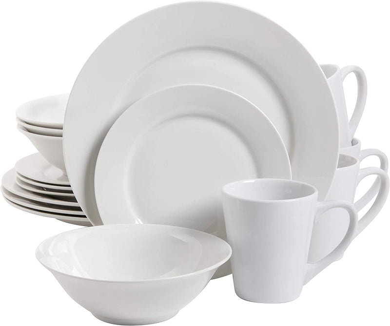 Gibson Home Amelia Court Porcelain Dinnerware Set, Service for 4 (12Pcs), White (Soft Square)