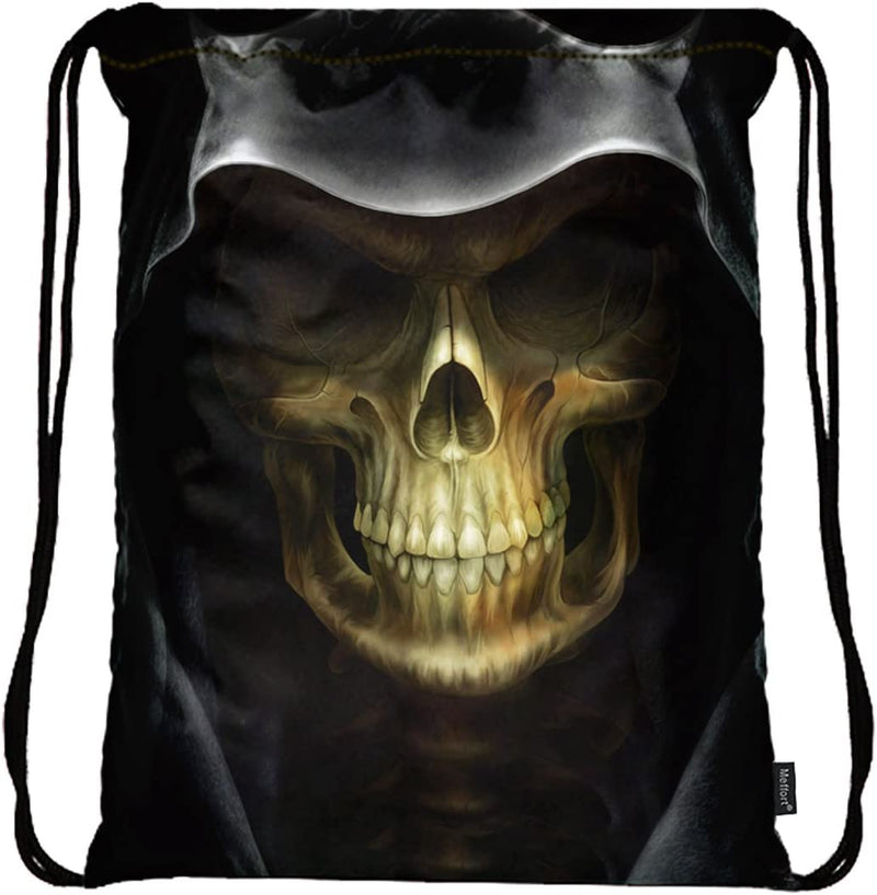Meffort Inc Lightweight Drawstring Bag Sport Gym Sack Bag Backpack with Side Pocket - Almond Blossom Home & Garden > Household Supplies > Storage & Organization Meffort Inc Skull  