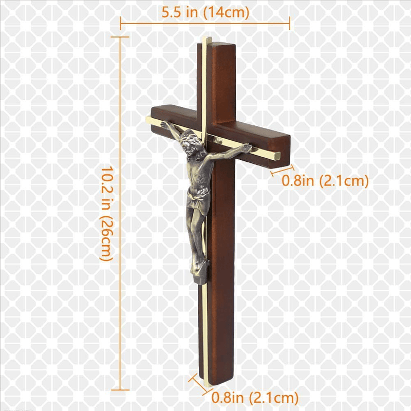 ACHIBANG Crucifix Wall Cross, Handmade Wooden Catholic Crosses for Wall Decor, 10 Inch Home & Garden > Decor > Seasonal & Holiday Decorations ACHIBANG   