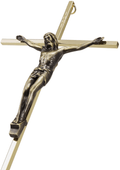 ACHIBANG Crucifix Wall Cross - Metal Slender Catholic Crosses for Wall Decor - 10 Inch - Shiny Gold