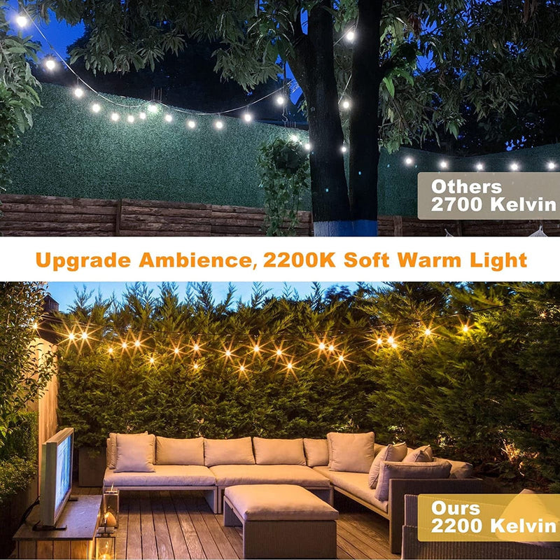 Achin Outdoor String Lights 150 Feet LED Waterproof Patio Lights with 50 Shatterproof Dimmable Warm Edison Bulbs String Lights for Outdoor Gazebo Bistro Wedding Birthday Party Lights, Connectable