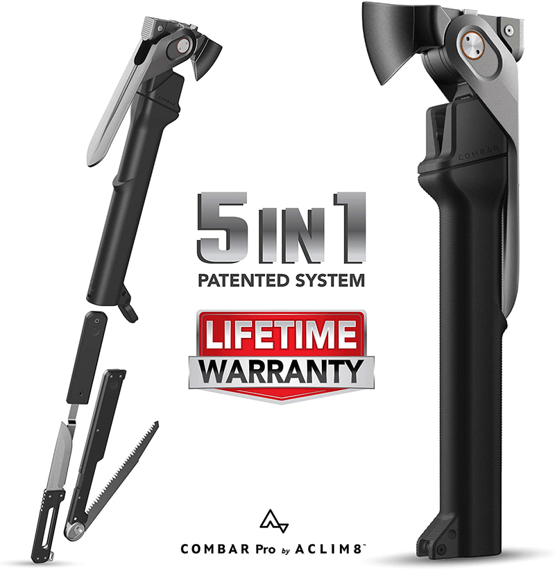 Aclim8 COMBAR Pro Titanium - Rescue and Survival Tool, 5 in 1: Hammer, Axe, and Spade Built into the Body, with an Additional Knife and Saw and a Magazine - Elite Adventurer Tool Sporting Goods > Outdoor Recreation > Camping & Hiking > Camping Tools ACLIM8   