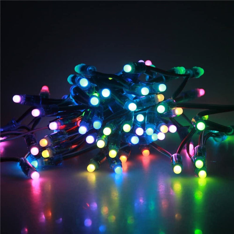 Aclorol WS2811 RGB LED Pixel String Lights Individually Addressable 5V Waterproof IP68 2X50Pcs Full Colour 12Mm Diffused Digital round LED for Christmas Holiday Party Sign Advertising Board Decorative Home & Garden > Lighting > Light Ropes & Strings Aclorol   