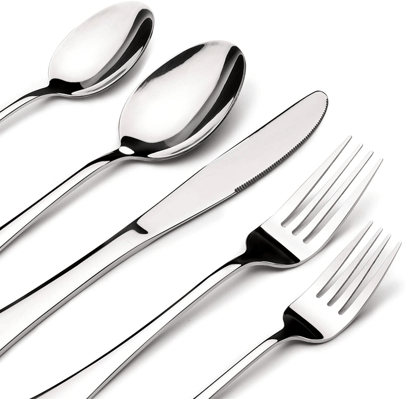 Acnusik Stainless Steel Flatware Service for 8, Utensils Cutlery Including Knife 40-Piece Silverware Set, Silver Home & Garden > Kitchen & Dining > Tableware > Flatware > Flatware Sets Acnusik Silver  
