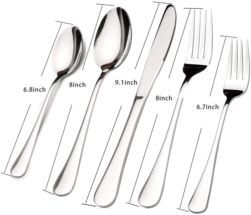 Acnusik Stainless Steel Flatware Service for 8, Utensils Cutlery Including Knife 40-Piece Silverware Set, Silver Home & Garden > Kitchen & Dining > Tableware > Flatware > Flatware Sets Acnusik   