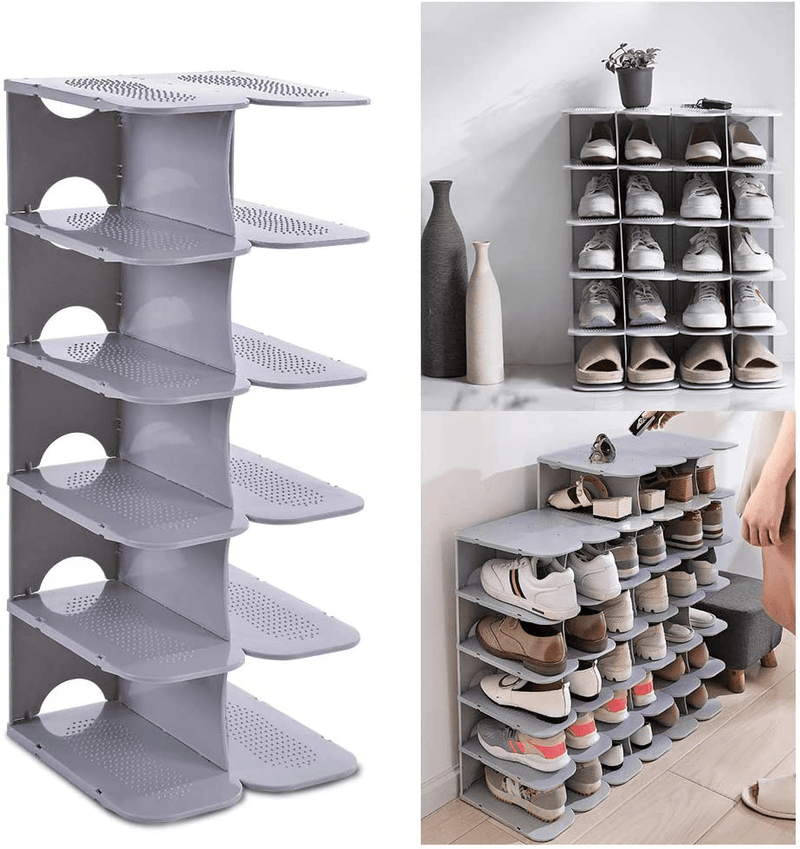 ACPOP Shoe Slots Organizer, Adjustable Shoe Rack,Better Stability Shoe Organizer,Shoe Stacker,Space Saver,Pack of 6,Grey Furniture > Cabinets & Storage > Armoires & Wardrobes ACPOP   