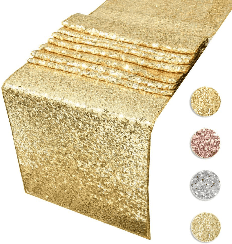 ACRABROS Sequin Table Runners Gold- 12 by 108 Inch Glitter Gold Table Runner-Gold Event Party Supplies Fabric Decorations for Holiday Wedding Birthday Arts & Entertainment > Party & Celebration > Party Supplies Acrabros Gold 12 by 108 inches 
