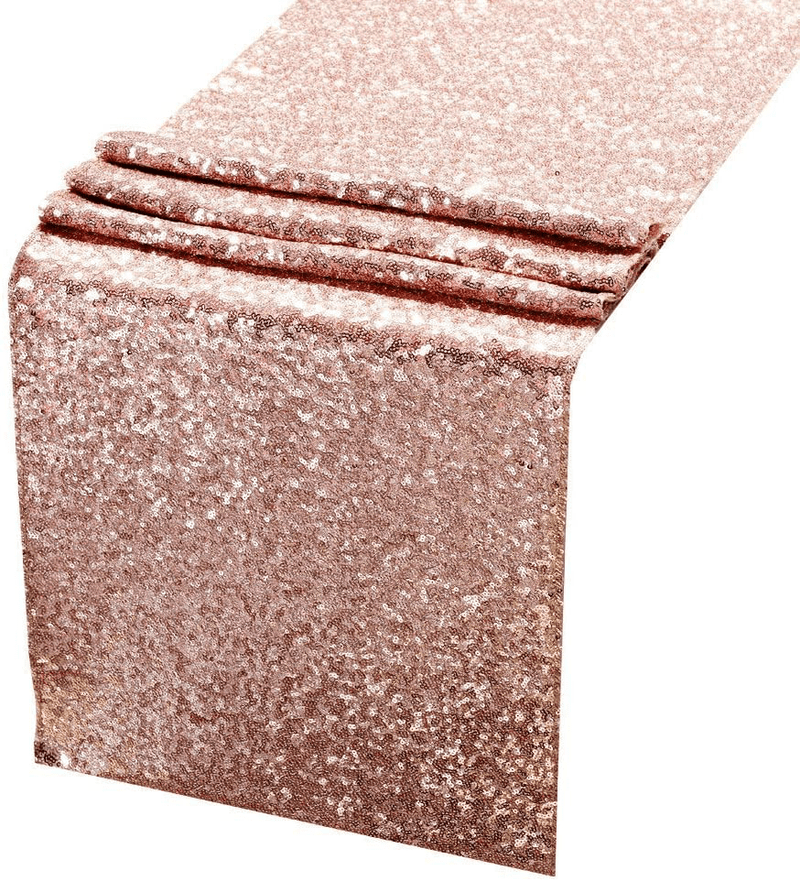 ACRABROS Sequin Table Runners Gold- 12 by 108 Inch Glitter Gold Table Runner-Gold Event Party Supplies Fabric Decorations for Holiday Wedding Birthday Arts & Entertainment > Party & Celebration > Party Supplies Acrabros Rose Gold 14 by 108 inches 