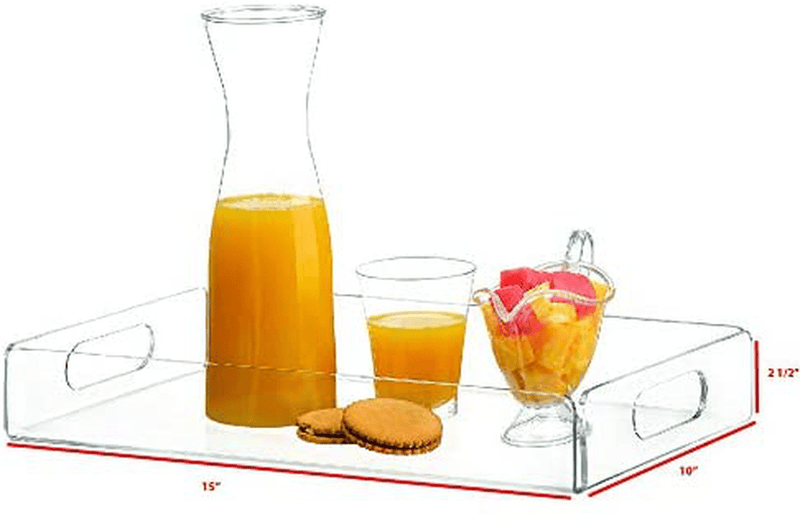 acrylic tray tea tray and coffee table tray breakfast tray Clear Acrylic Serving Tray with Handles