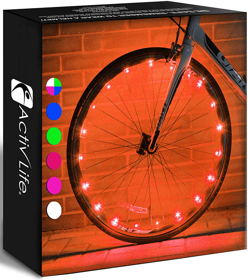 Activ Life LED Bicycle Wheel Lights (2 Tires, Multicolor) Best for Kids, Top Stocking Stuffers of 2021 Popular Gifts for Children Exercise Toys - Child Bday Party Outdoor Family Fun Sporting Goods > Outdoor Recreation > Cycling > Bicycle Parts Activ Life Orange 2 Wheels 