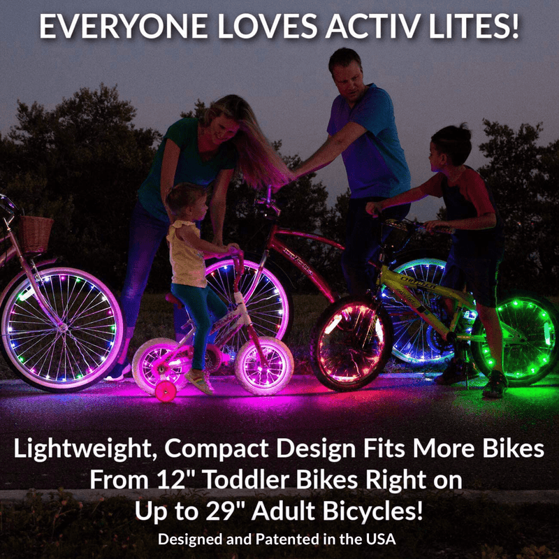Activ Life LED Bicycle Wheel Lights (2 Tires, Multicolor) Best for Kids, Top Stocking Stuffers of 2021 Popular Gifts for Children Exercise Toys - Child Bday Party Outdoor Family Fun Sporting Goods > Outdoor Recreation > Cycling > Bicycle Parts Activ Life   