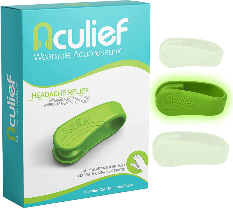 Aculief - Award Winning Natural Headache, Migraine, Tension Relief Wearable – Supporting Acupressure Relaxation, Stress Alleviation, Soothing Muscle Pain - Simple, Easy, Effective 1 Pack - (Green) Electronics > Computers > Handheld Devices Aculief Green Small (Pack of 1) 