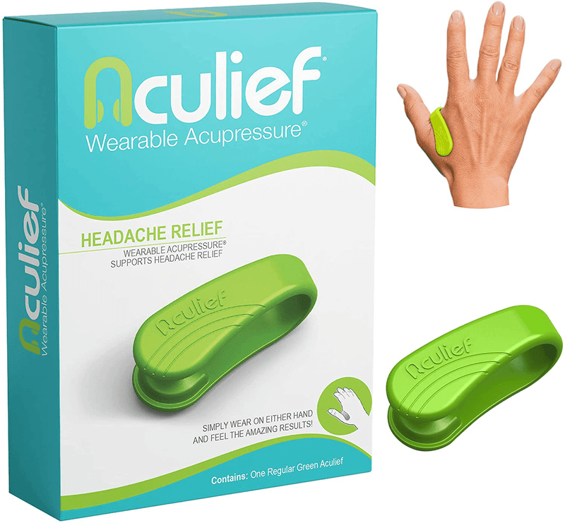 Aculief - Award Winning Natural Headache, Migraine, Tension Relief Wearable – Supporting Acupressure Relaxation, Stress Alleviation, Soothing Muscle Pain - Simple, Easy, Effective 1 Pack - (Green) Electronics > Computers > Handheld Devices Aculief Green Regular (Pack of 1) 