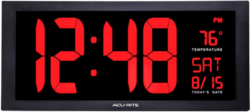 AcuRite Multicolor Large 14.5" Digital LED Oversized Wall Clock with Date, Temperature and Fold-Out Stand, Inch Home & Garden > Decor > Clocks > Wall Clocks AcuRite Red 18-Inch 