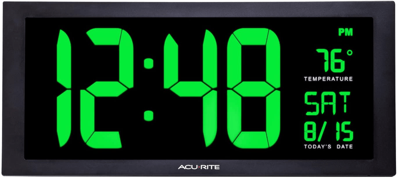 AcuRite Multicolor Large 14.5" Digital LED Oversized Wall Clock with Date, Temperature and Fold-Out Stand, Inch Home & Garden > Decor > Clocks > Wall Clocks AcuRite Green 18-Inch 