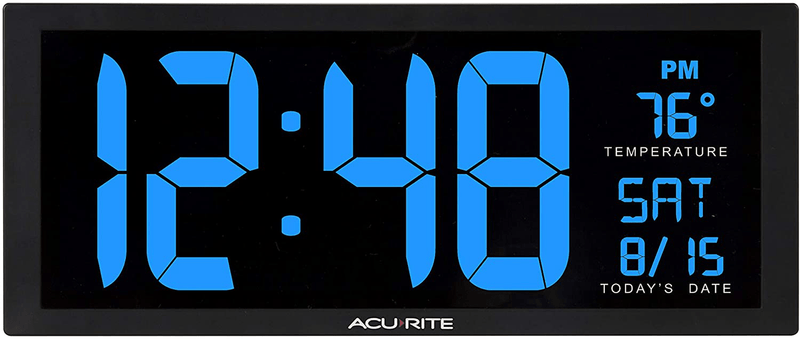 AcuRite Multicolor Large 14.5" Digital LED Oversized Wall Clock with Date, Temperature and Fold-Out Stand, Inch Home & Garden > Decor > Clocks > Wall Clocks AcuRite Blue 14.5-Inch 