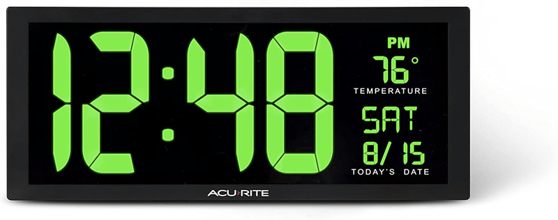 AcuRite Multicolor Large 14.5" Digital LED Oversized Wall Clock with Date, Temperature and Fold-Out Stand, Inch Home & Garden > Decor > Clocks > Wall Clocks AcuRite Green 14.5-Inch 