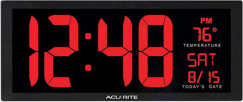 AcuRite Multicolor Large 14.5" Digital LED Oversized Wall Clock with Date, Temperature and Fold-Out Stand, Inch Home & Garden > Decor > Clocks > Wall Clocks AcuRite Red 14.5-Inch 