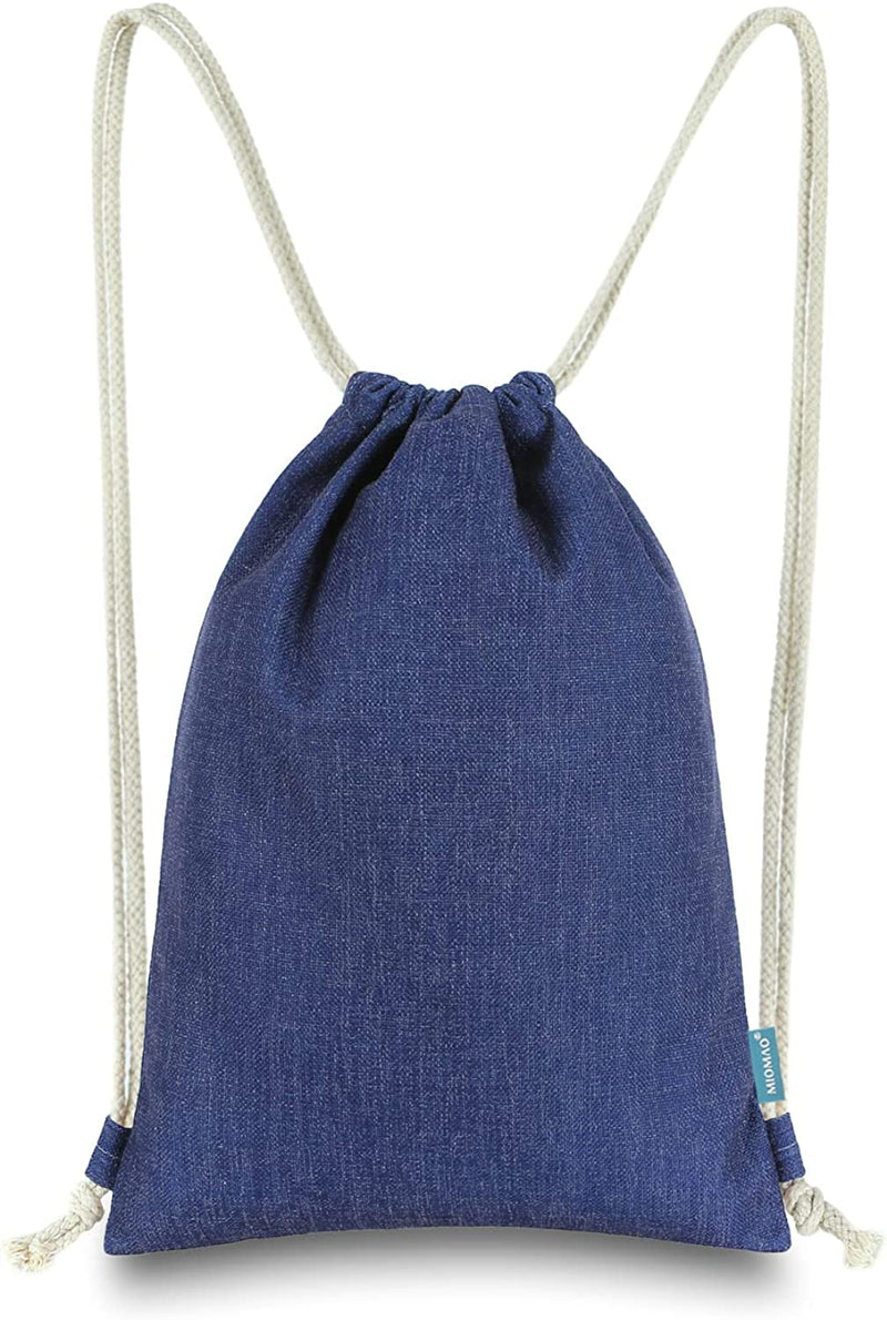 Miomao Drawstring Backpack Simple Style String Bag Canvas Beach Sport Daypack Home & Garden > Household Supplies > Storage & Organization Qingdao Miomao E-Commerce Co., Ltd Navy Blue  