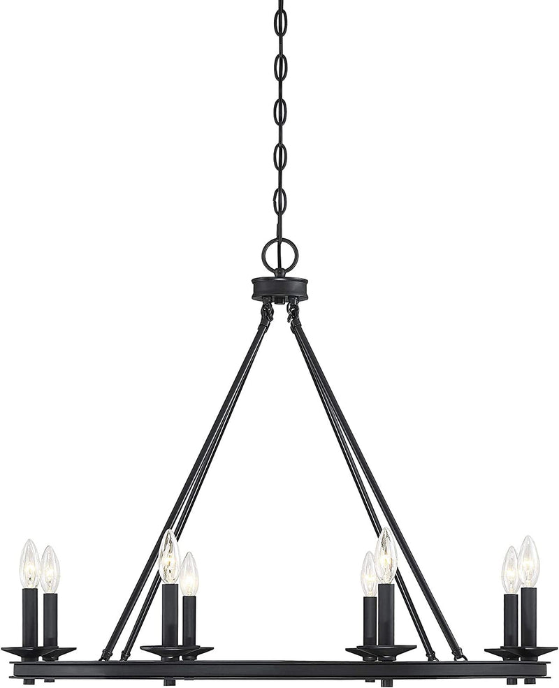 Modern Farmhouse Chandeliers Wagon Wheel, Industrial 8 Lights Iron Lighting Candle Style 33", Rustic Hanging Ceiling Light Fixture in Oil Rubbed Bronze Dining Room Kitchen Bedroom Living Room Foyer Home & Garden > Lighting > Lighting Fixtures > Chandeliers Trade Winds Lighting   