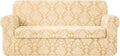 CHUN YI 2 Piece Stretch Sofa Covers Jacquard Damask Large Sofa Cover, Elegant Couch Slipcover with 1, 2, 3 Seat Cushion Covers for Living Room Kids, Pets(Large,Grayish Green) Home & Garden > Decor > Chair & Sofa Cushions CHUN YI Light Khaki Medium 