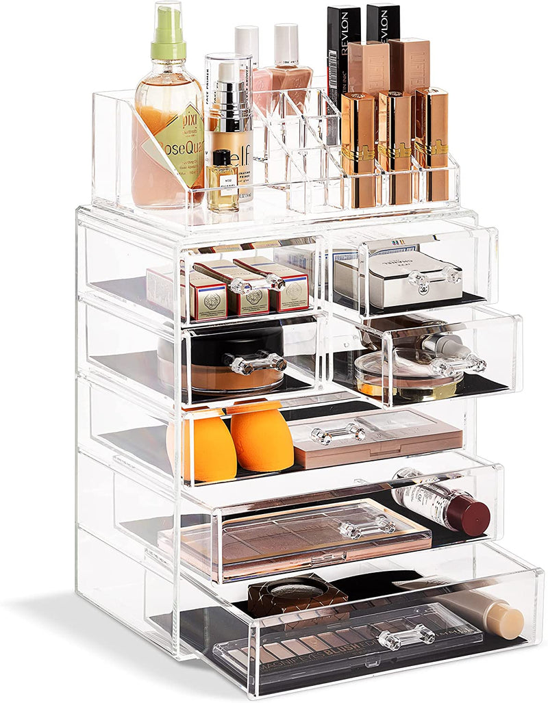 Sorbus Clear Cosmetic Makeup Organizer - Make up & Jewelry Storage, Case & Display - Spacious Design - Great Holder for Dresser, Bathroom, Vanity & Countertop (4 Large, 2 Small Drawers) Home & Garden > Household Supplies > Storage & Organization Sorbus Clear 3 Large, 4 Small Drawers 