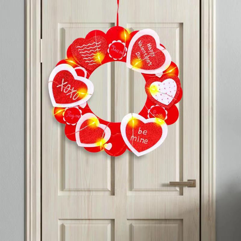 GOPERLLE Valentine'S Day LED Light Heart Wreath Door Wall Hanger Home & Garden > Decor > Seasonal & Holiday Decorations GOPERLLE   