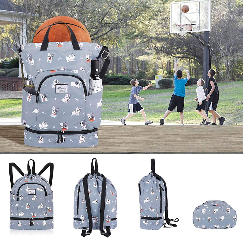 KAMO Drawstring Backpack Bag - Sport Swimming Yoga Backpack with Shoe Compartment, Two Water Bottle Holder for Men Women Large String Backpack Athletic Sackpack for School Travel Home & Garden > Household Supplies > Storage & Organization KAMO   
