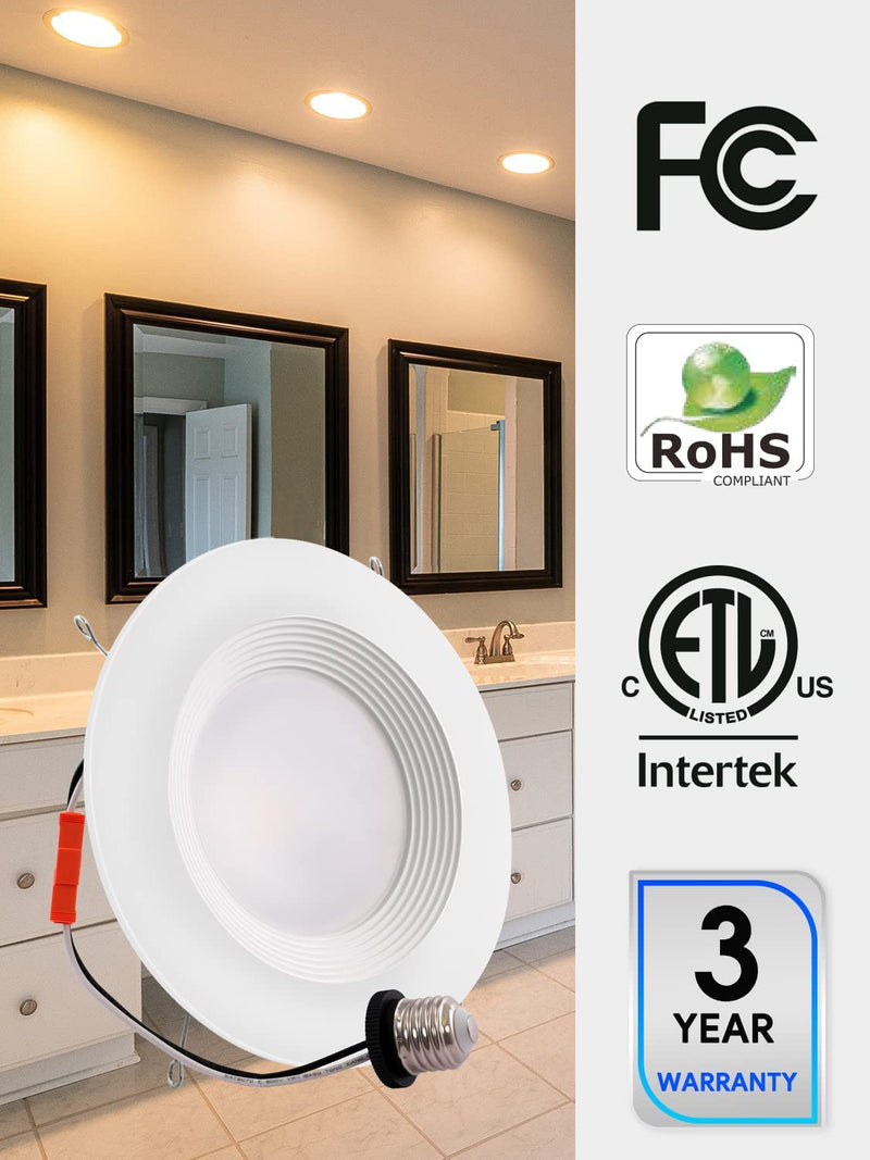 E ENERGETIC LIGHTING LED Recessed Downlight 6 Inch, 12.5W=100W, Warm White 3000K, 950LM, Retrofit LED Recessed Ceiling Light, Dimmable Trim Can Lights, Baffle Trim, Damp Rated, ETL, 12 Pack Home & Garden > Lighting > Flood & Spot Lights Yankon   