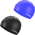 Swim Cap for Long Hair Women, MTHGH Silicone Swim Cap for Men Unisex Adults, 2Pack High Elasticity Large Swimming Cap Sporting Goods > Outdoor Recreation > Boating & Water Sports > Swimming > Swim Caps shixing Black+Blue  