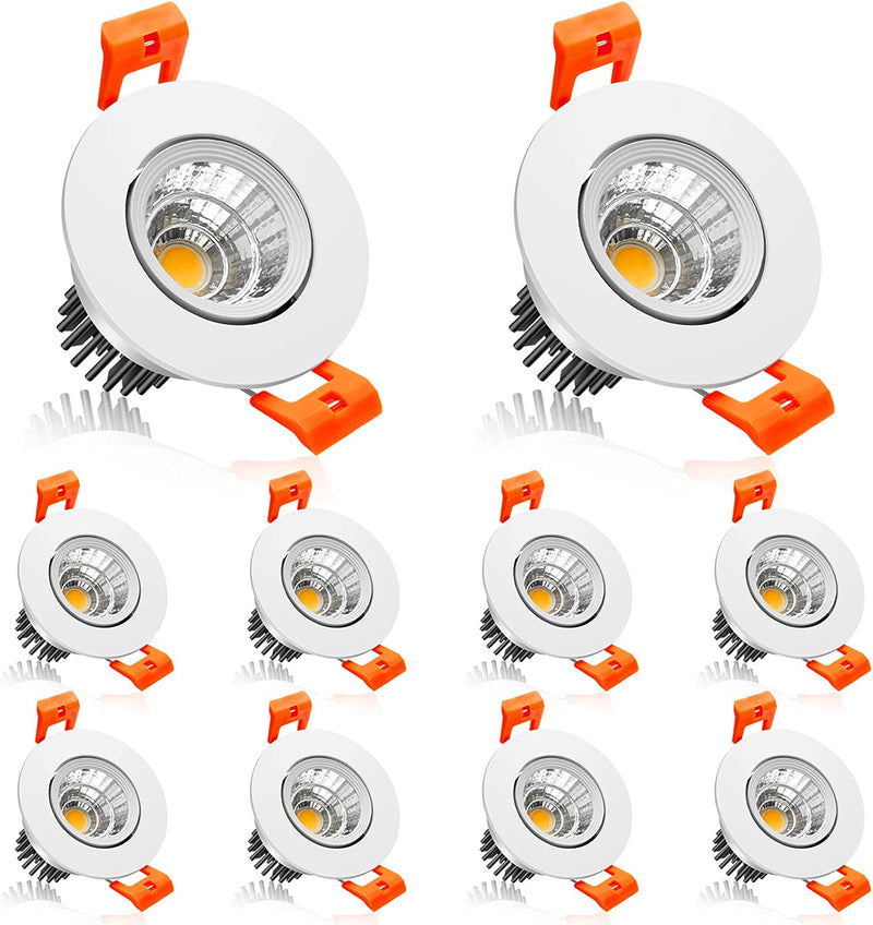 2Inch LED Recessed Ceiling Light, 3W Dimmable LED Downlight, Warm White 3000K-3500K, 60 Beam Angle Directional COB Recessed Lights with Driver, 25W Halogen Bulbs Equivalent for Ceiling Lighting, 6Pack Home & Garden > Lighting > Flood & Spot Lights ASDK Warm White Milk White 10P 