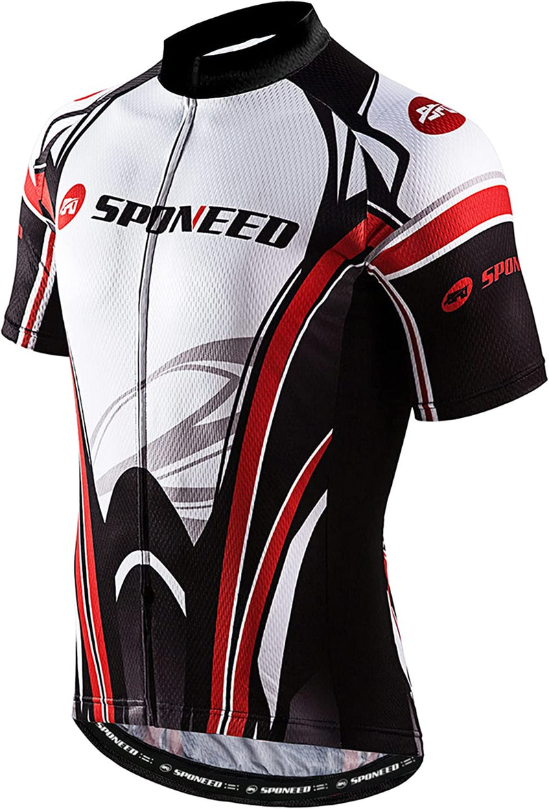 Sponeed Men Bicycle Jersey Full Zipper Biking Shirt Cycling Tops Breathable Sporting Goods > Outdoor Recreation > Cycling > Cycling Apparel & Accessories sponeed   