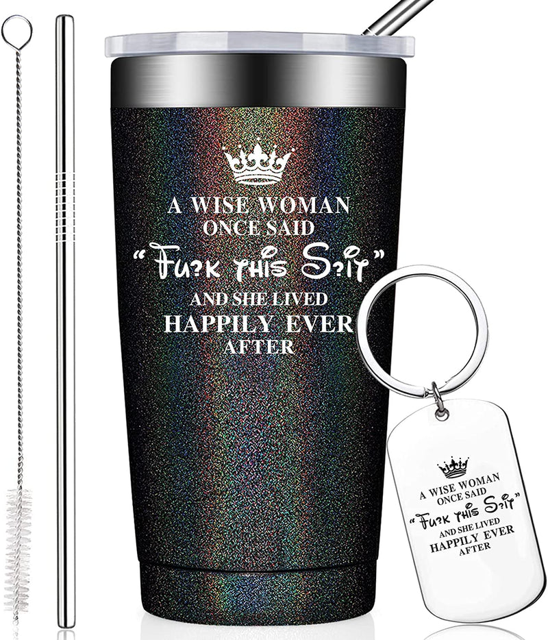 Funny Birthday Gifts for Women - Best Friend Gift for Women - Christmas, Retirement, Gag Gifts for Woman, Female Friends - Mothers Day Gifts for Mom Wife Sister Daughter - 20Oz Tumbler with Keychain Home & Garden > Kitchen & Dining > Tableware > Drinkware BIRGILT A-Glitter Charcoal 20oz 