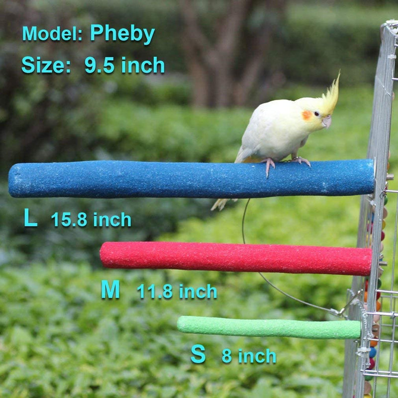 Bird Perch Rough-Surfaced Nature Wood Stand Toy Branch for Parrots by Kintor Green