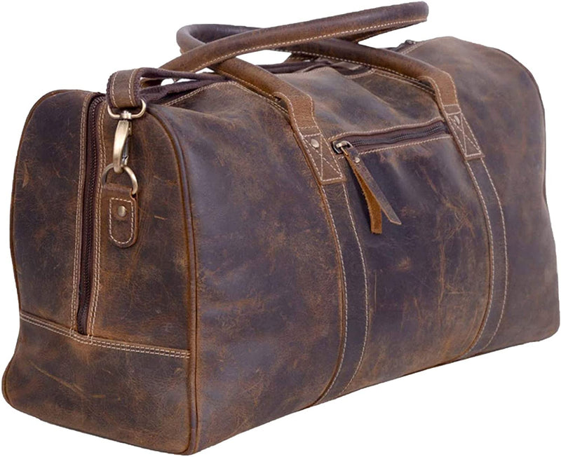 Komalc Leather Travel Duffel Bags for Men and Women Full Grain Leather Overnight Weekend Leather Bags Sports Gym Duffle. Home & Garden > Household Supplies > Storage & Organization KomalC Buffalo Distressed Tan  
