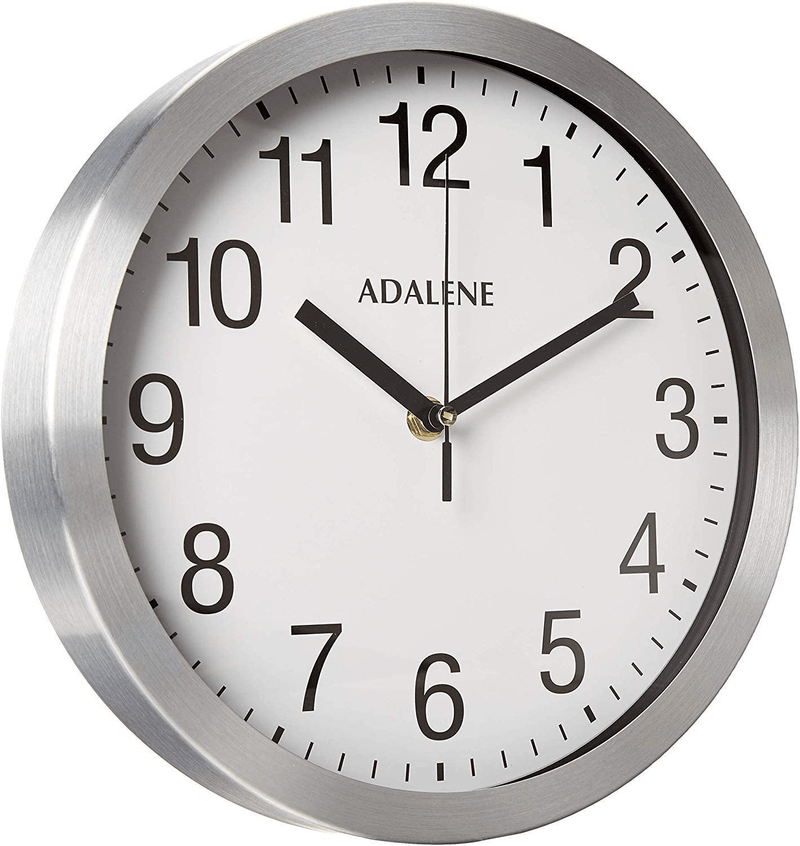 Adalene Modern Metal Wall Clock Silent - 10 Inch Analog Wall Clocks Battery Operated Non Ticking - White Face Aluminum Wall Clocks Decorative Living Room Décor, Kitchen, Bedroom, Bathroom, Office Home & Garden > Decor > Clocks > Wall Clocks Adalene   