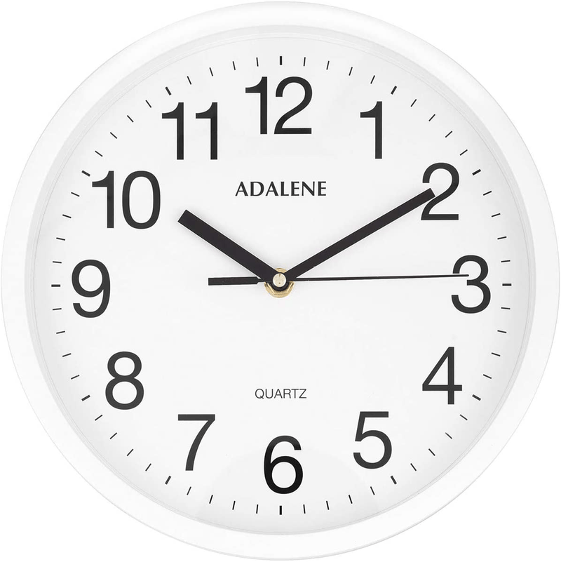 Adalene Wall Clocks Battery Operated Non Ticking - 10 Inch Completely Silent Wall Clock, Analog Quartz Office Wall Clock - Vintage White Wall Clock for School, Non Ticking Wall Clock, Classroom Clock Home & Garden > Decor > Clocks > Wall Clocks Adalene   