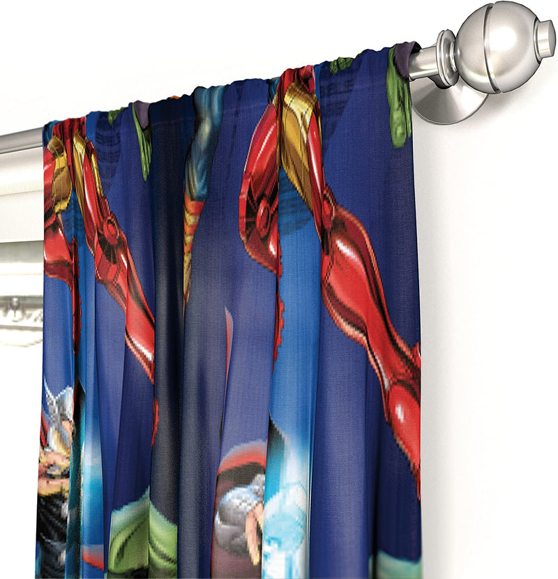 Marvel Avengers Blue Circle Microfiber Curtain Panel Pair with Tiebacks Set, 84 Inches Wide (42 Inches/Panel) 63 Inches Long Home & Garden > Decor > Window Treatments > Curtains & Drapes Jay Franco and Sons, Inc.   