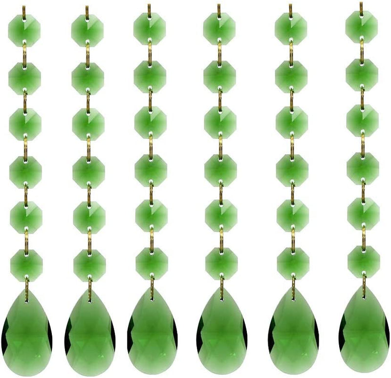 Poproo Teardrop Pendant Octagon Crystal Glass Beads Pendants for Chandelier Lamp Curtain Decor, 6-Pack (Blue) Home & Garden > Lighting > Lighting Fixtures > Chandeliers Poproo Green  
