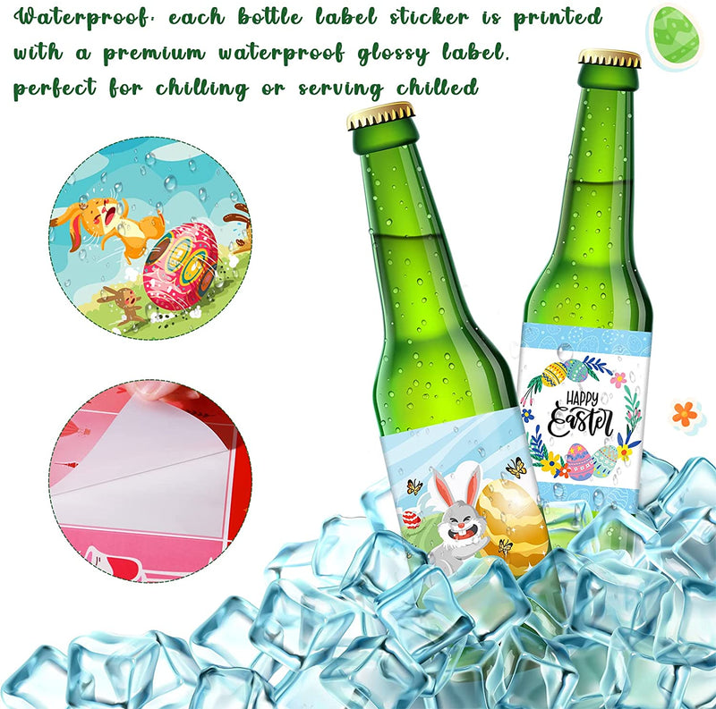 90 PCS Easter Wine Bottle Label Stickers for Easter Decorations, 4“X 3-1/3” Easter Label Sticker Adhesive, Easter Gift for Friends Family Teacher Neighbors Home & Garden > Decor > Seasonal & Holiday Decorations Qaiy   