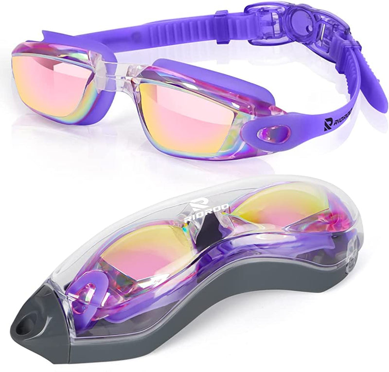 RIOROO Swim Goggles, Swimming Goggles No Leaking Anti-Fog for Women Men Adult Youth Sporting Goods > Outdoor Recreation > Boating & Water Sports > Swimming > Swim Goggles & Masks RIOROO Mirrored Purple  