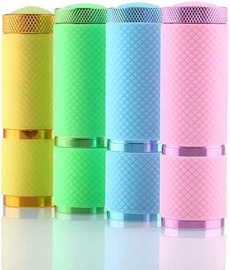 Adecco LLC 9 LED Glow in Dark Flashlights, 4 Pack Rubber Coated Small Flashlights with Straps, Portable Handy Lights for Camping, Hiking, Indoor, Assorted Colors Hardware > Tools > Flashlights & Headlamps > Flashlights Adecco LLC   
