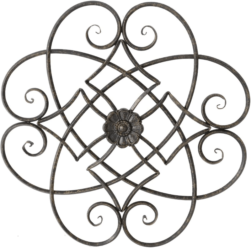 Adeco Metal Flower Wall Decor, Decorative Black Scrolled Flower Wall Art for Living Room, 22.5" X 22.5" Home & Garden > Decor > Artwork > Sculptures & Statues Adeco flower-1  