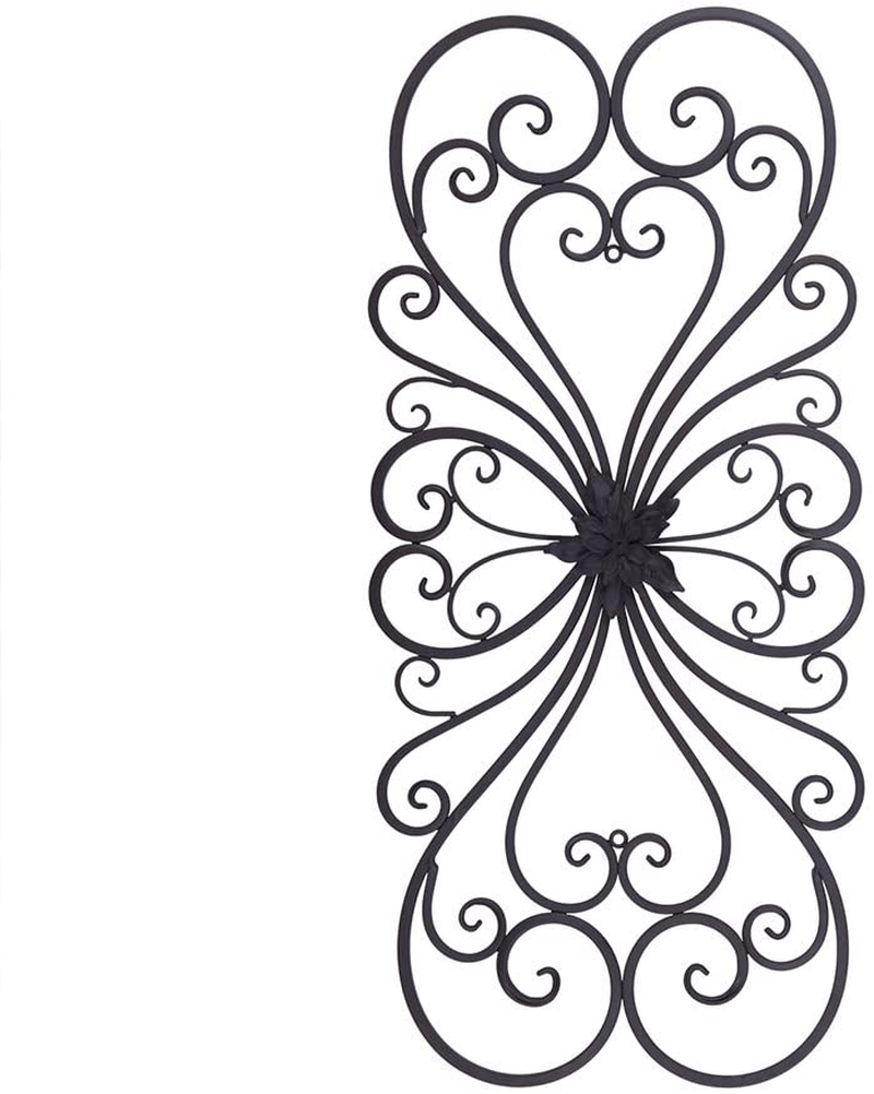 Adeco Metal Flower Wall Decor, Decorative Black Scrolled Flower Wall Art for Living Room, 22.5" X 22.5" Home & Garden > Decor > Artwork > Sculptures & Statues Adeco Black  
