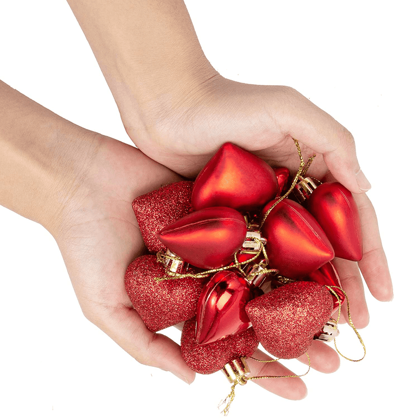Adeeing 36Pcs Valentine Decorations Heart Shaped Ornaments Hanging Baubles for Valentine Tree Romantic Valentine'S Day Decor for Home Party (Red) Home & Garden > Decor > Seasonal & Holiday Decorations Adeeing   