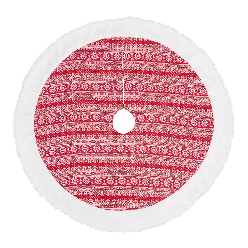 Adeeing 48 Inch Christmas Tree Skirt Xmas Tree Mat with White Faux Fur Edge and Snowflake for Christmas Decorations, Red-White Home & Garden > Decor > Seasonal & Holiday Decorations > Christmas Tree Skirts Adeeing   